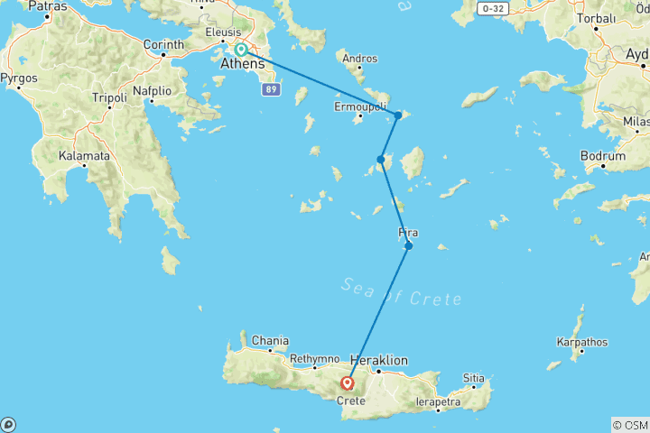 Carte du circuit Découvrez la Grèce avec style - 13 jours d'excursion sur les îles
