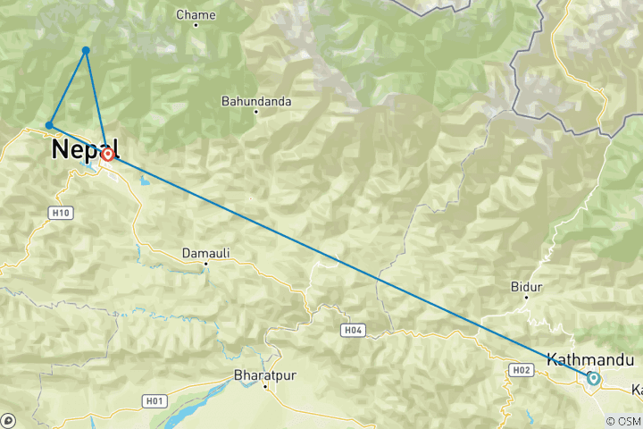 Map of Mardi Himal Trek-12 Days