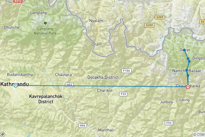 Map of Gokyo Lakes Trek- 15 Days