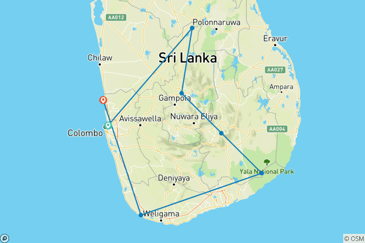 Map of Sri Lanka in Luxury Eco Friendly Resorts