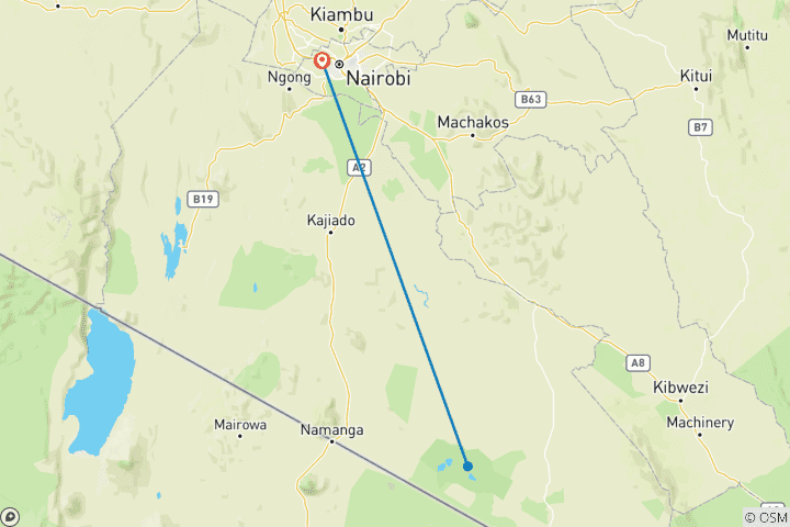 Map of 3 Days Amboseli - Nairobi