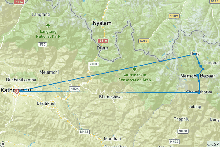 Map of Gokyo Ri plus Gokyo Lake Trek