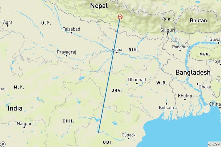 Map of Hindu Pilgrimage Tour in Nepal – 8 days