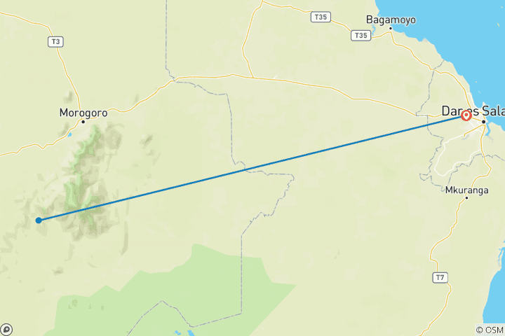 Map of 3 Days Mikumi National Park