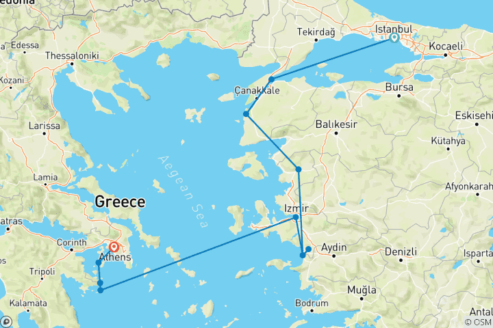 Carte du circuit Saveurs de Turquie et de Grèce