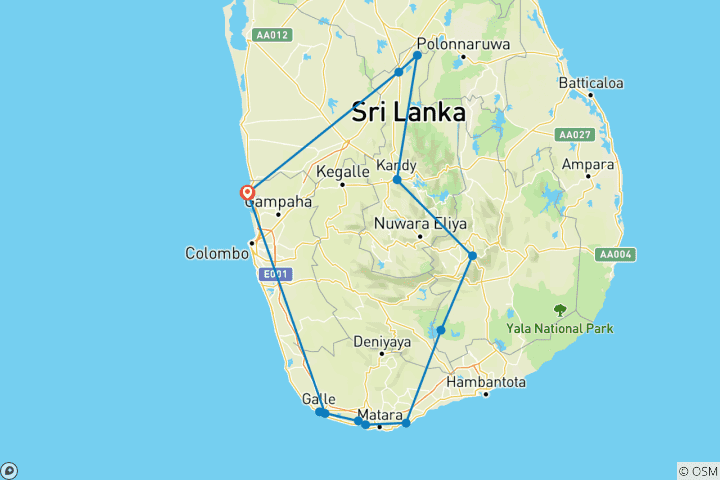 Map of Best of Sri Lanka - Feel Free Travel