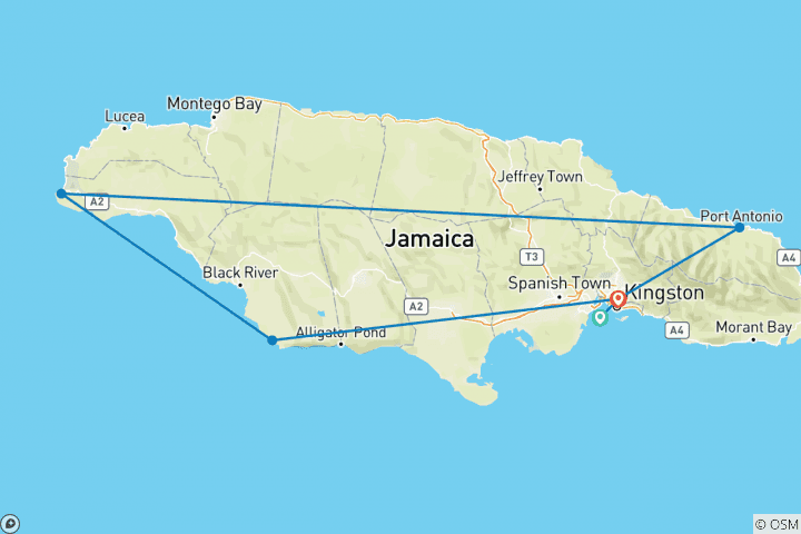 Carte du circuit Explorer la Jamaïque