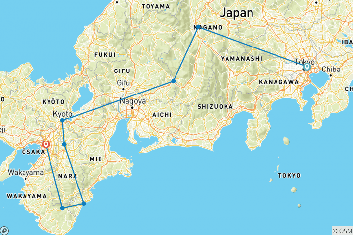 Carte du circuit Marcher au Japon - Sentier Kumano Kodo