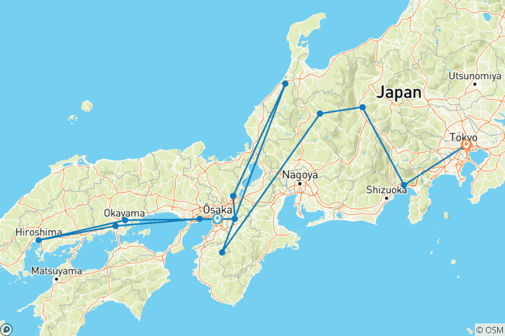 Carte du circuit Découverte du Japon - 15 jours