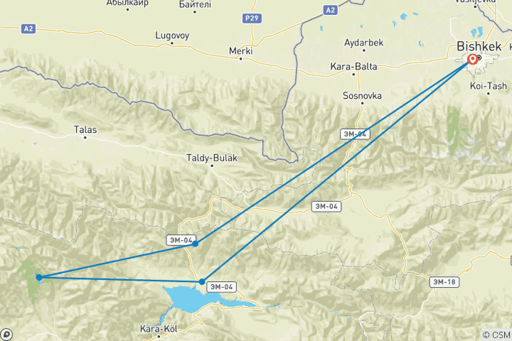 Map of Alpine Lake Sary-Chelek