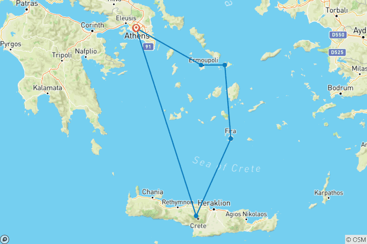 Kaart van Het beste van Griekenland - Athene & vier eilanden - zelfgeleid - 15 dagen