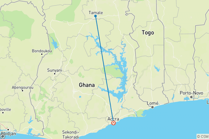 Map of 3 day trip to Mole National Park