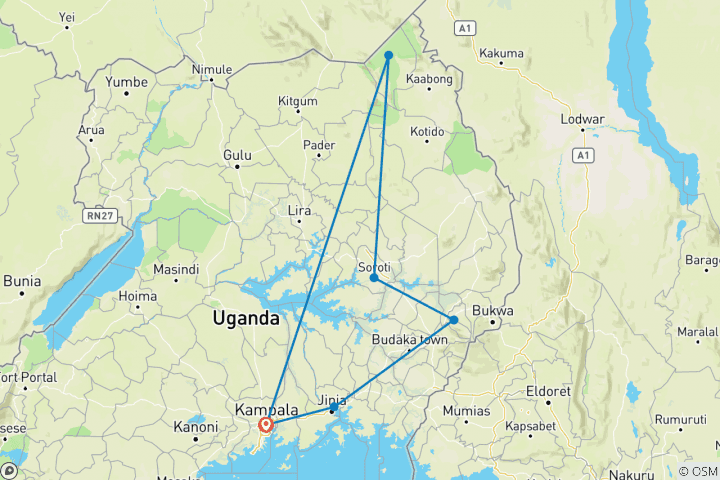 Karte von 5 Tage Spezial-Kidepo-Nationalpark