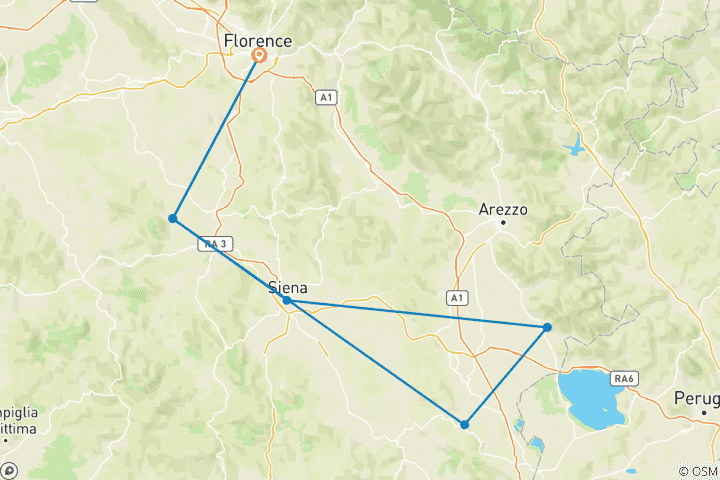 Mapa de La Toscana definitiva: 5 días por Florencia y la campiña