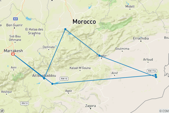 Map of Morocco Adventure For Teenagers - 8 days