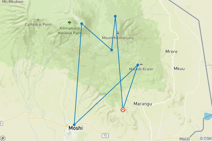 Carte du circuit Ascension du Mont Kilimandjaro par la route de Rongai - 7 jours