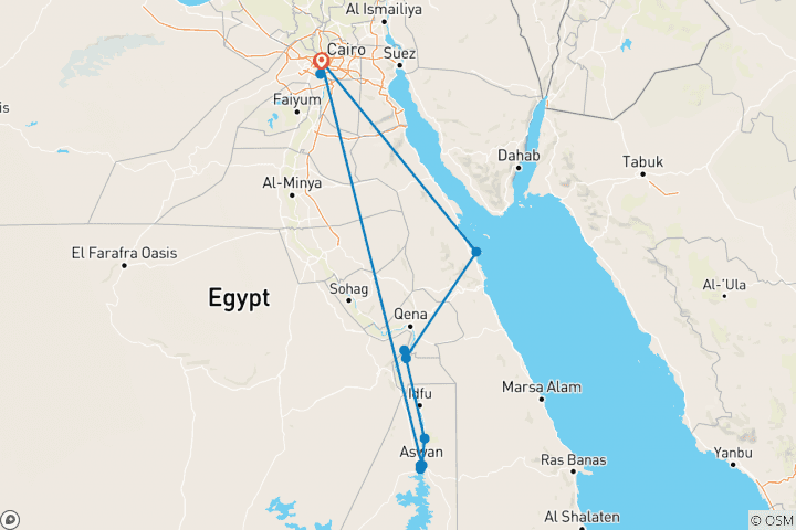 Kaart van Egypte & de Rode Zee voor tieners - 12 dagen