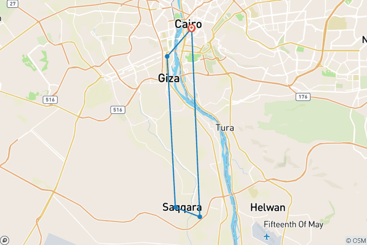 Karte von Kairo Privatrundreise ink. Kreuzfahrt & Pyramiden Show - 2 Tage