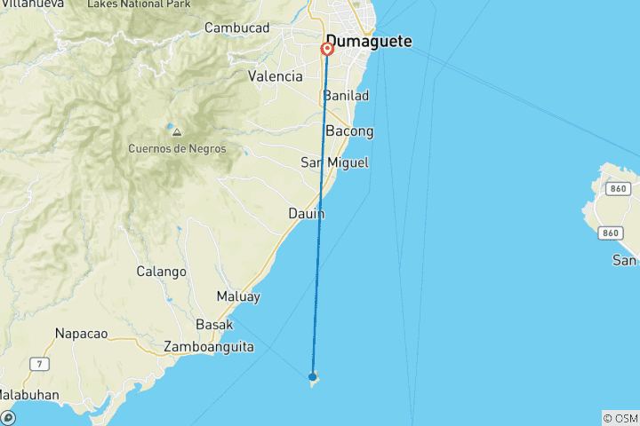 Karte von Dumaguete Apo Insel und Landschaften