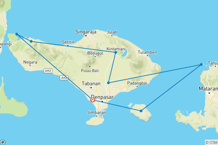 Map of Bali Classic 12 Day - One Life Adventures