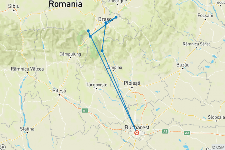 Carte du circuit Observation des ours en Transylvanie - Circuit de 3 jours au départ de Bucarest !