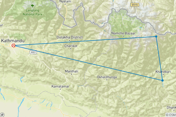 Map of Makalu Base Camp Trek 21 days