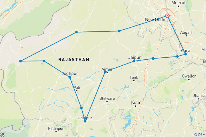 Carte du circuit Le majestueux Rajasthan : Forts et palais
