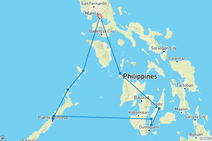 Map of 13 Days Philippines Explorer with Boracay