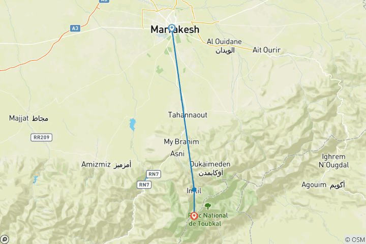 Map of Hike The Highest Peak In North Africa Mount Toubkal 4167