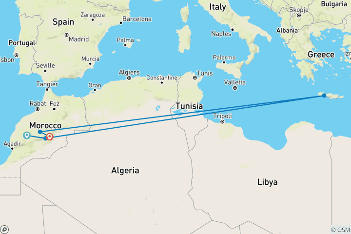 Karte von Dades Trek - 5 Tage