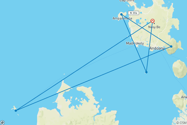 Map of ECOUBEACH TOUR IN NOSY BE