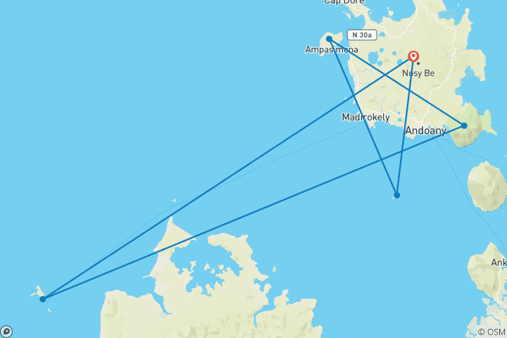 Carte du circuit CIRCUIT DE L'ÉCOUBEACH À NOSY BE