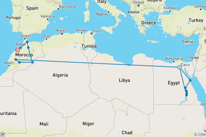 Map of 16-Day Around Egypt and Morocco