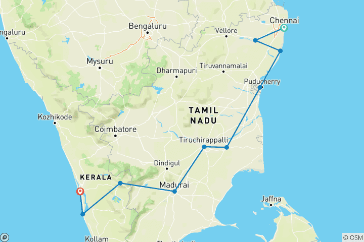 Map of South India Temples Tour With Kerala Total Spiritual All Inclusive