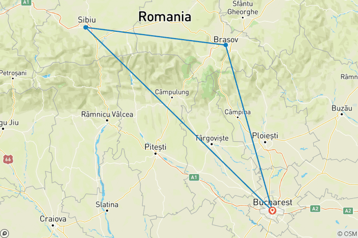 Map of Snowshoeing in the Romanian Alps