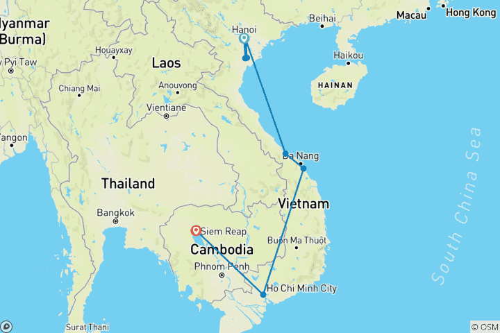 Map of Southeast Asia Family Journey: Vietnam to Cambodia