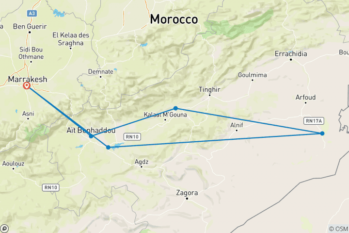 Map of Morocco Family Journey: Ancient Souks to the Sahara