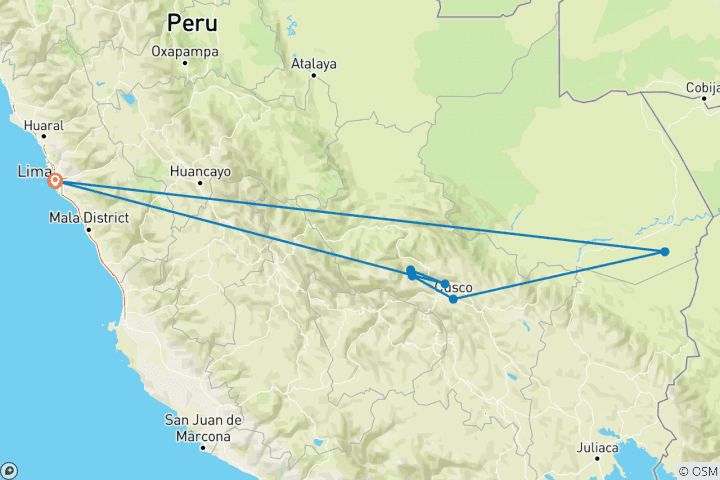 Map of Peru Family Journey: Machu Picchu to the Amazon