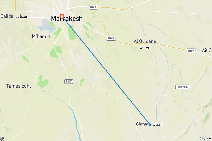 Mapa de Circuitos de un día desde Marrakech a Marrakech