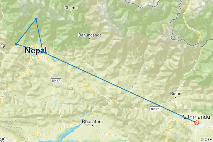 Map of Mardi Himal Trek