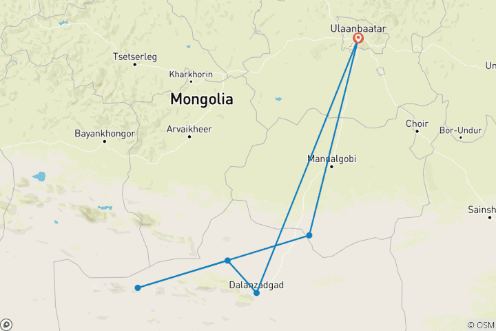 Map of Gobi Tour 5D/4N