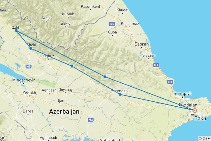 Map of Relaxable and Knowledgeable Tour in Azerbaijan