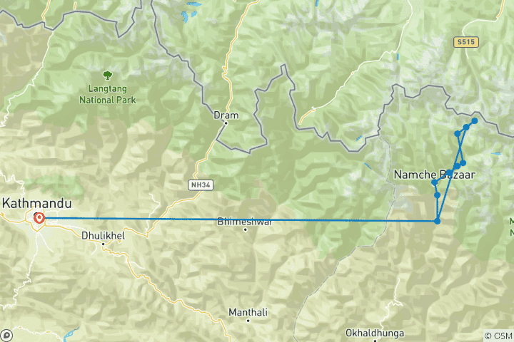 Map of Everest Base Camp Trek Helicopter (11 Days)