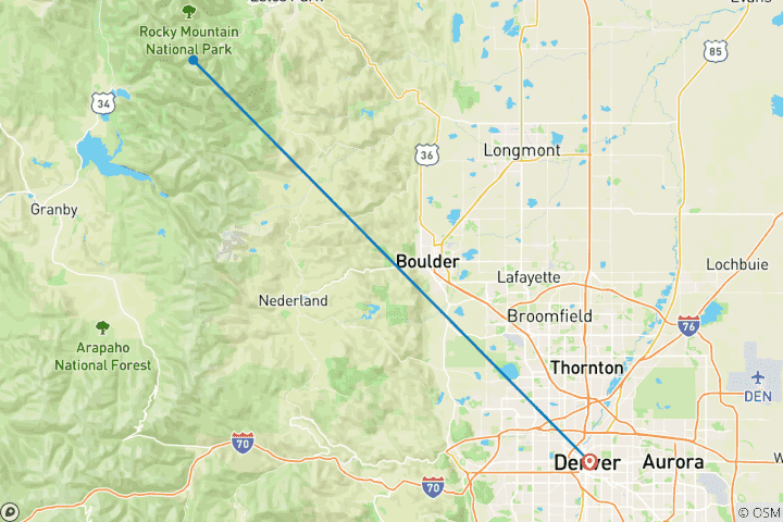 Map of Estes Park - 5 Day Hightlights Tour of Rocky Mountain National Park