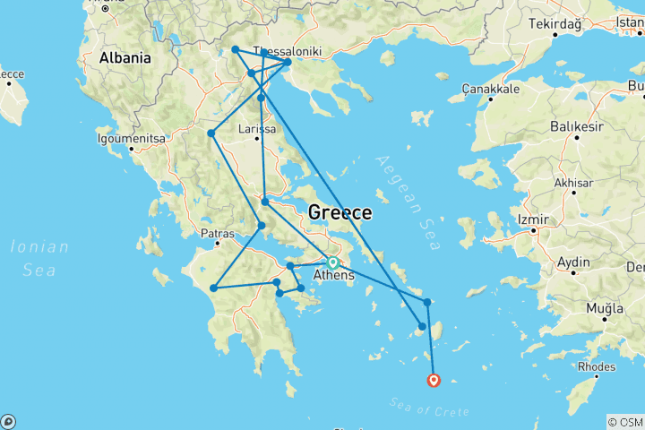 Carte du circuit Un pays - de nombreuses villes et îles