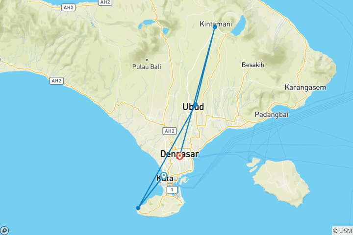 Map of 4 Days Bali Authentic Experience