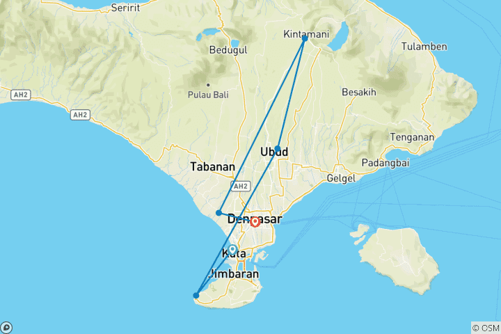 Map of 4 Days Bali Authentic Experience