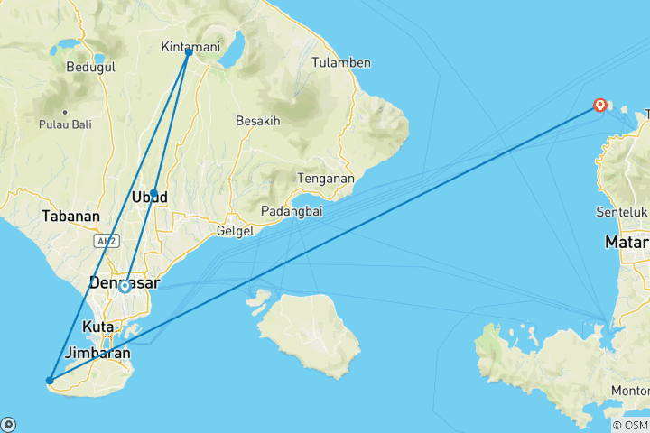 Map of 7 Days Bali and Gili Islands Epic Experience