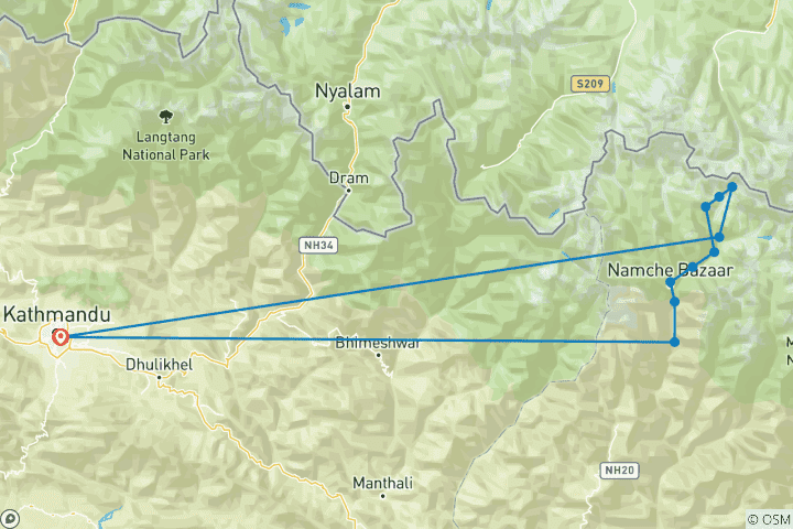 Map of 12 Days Everest Base Camp Trek