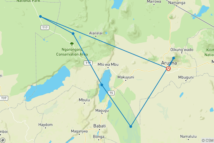 Map of 9 - Days Tanzania Family Safari